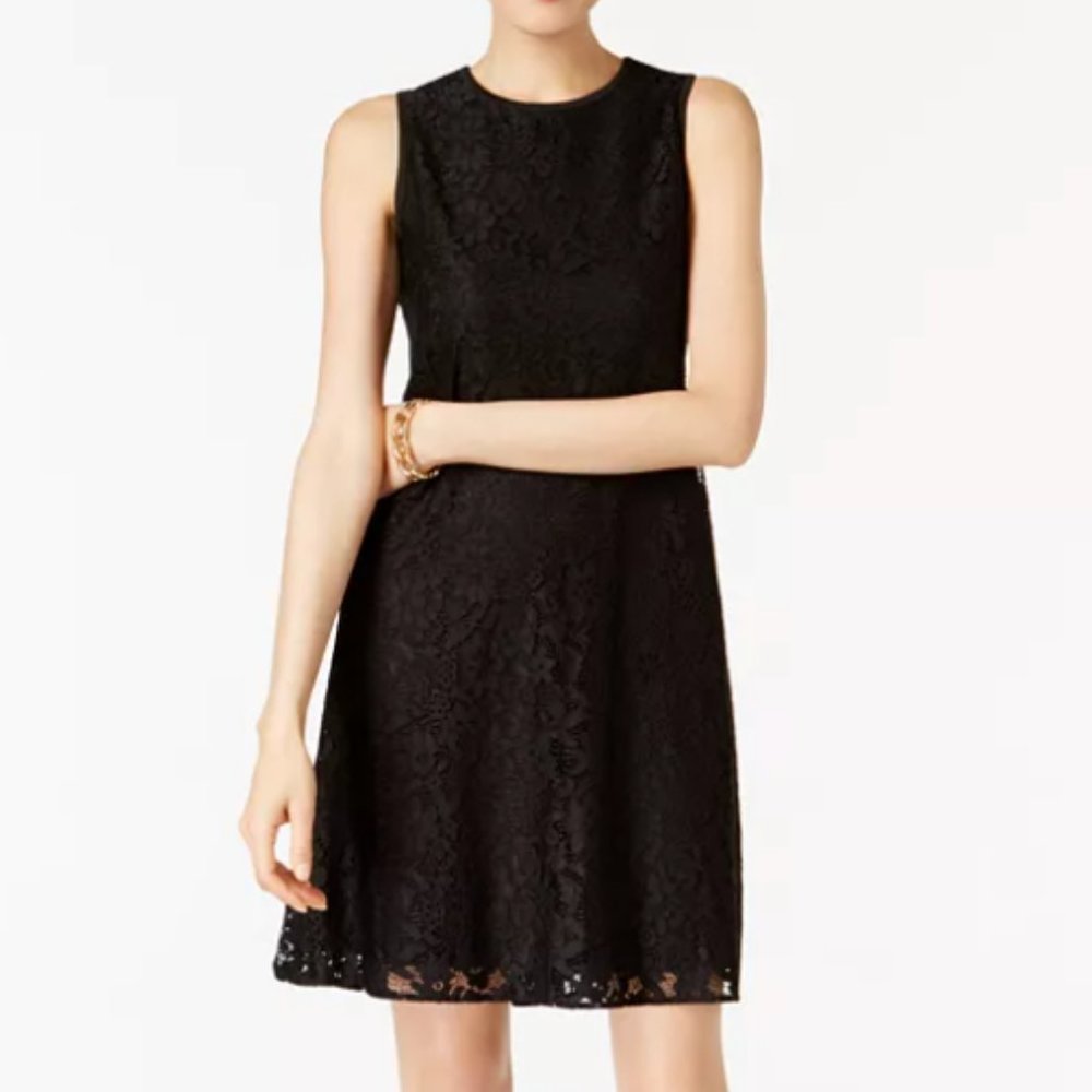NEW R&M Richards Sequined Lace Midi Dress BLACK SZ 16 - Picture 1 of 12